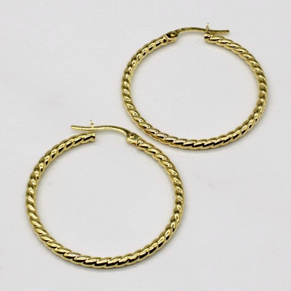 14k Yellow Gold Twisted Hoop Earrings Online now