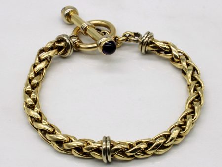 14k Yellow Gold with Amethyst Cabochon Wheat Link Bracelet | 8  | 1.4 ctw | Online