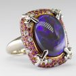 Black Opal, Pink Sapphire and Diamond Convertible 18k White Gold Pendant Ring  | 15.85 ct | Sz 7 Supply