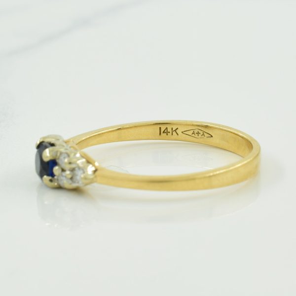 Blue Sapphire & Diamond Ring | 0.22ct, 0.06ctw | SZ 6.5 | Discount