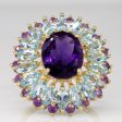 Amethyst & Topaz Cocktail Ring | 3.26ctw, 2.25ctw | SZ 6 | Cheap