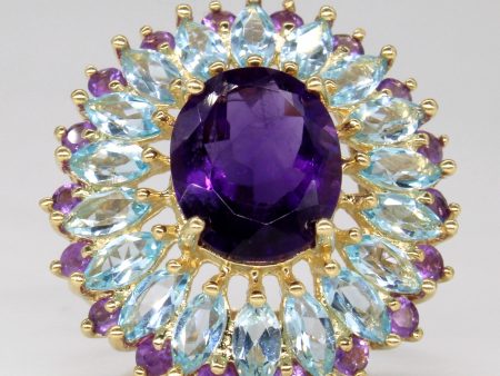 Amethyst & Topaz Cocktail Ring | 3.26ctw, 2.25ctw | SZ 6 | Cheap