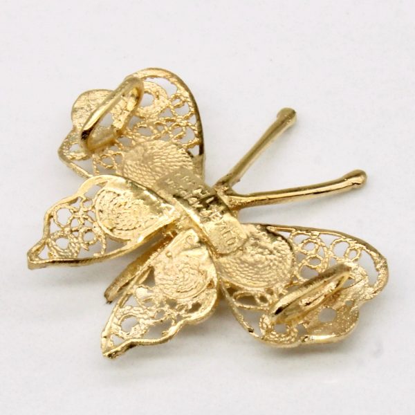 14k Yellow Gold Butterfly Pendant Cheap