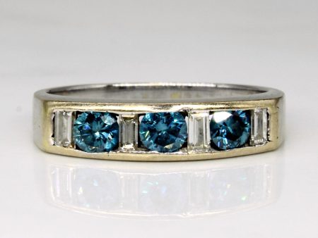 Channel Set Blue & White Diamond Ring | 0.63ctw, 0.19ctw | SZ 7.75 | Cheap