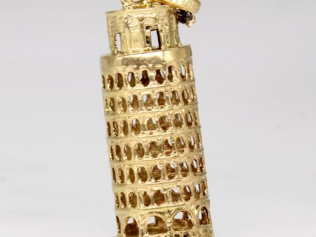 18k Yellow Gold Leaning Tower of Pisa Pendant Cheap