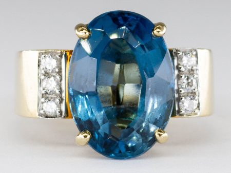 Cavelti  Blue Topaz and Diamond 18k Ring | 7.5ct | 0.15ctw | SZ 7.25 For Sale