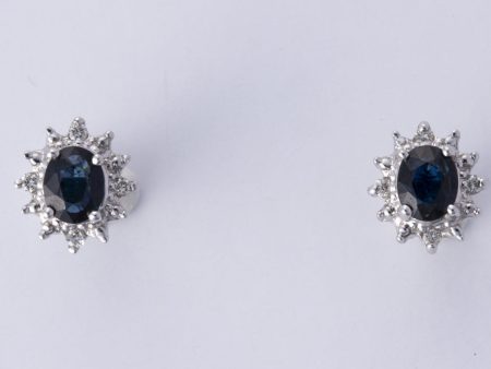 14k White Gold Sapphire & Diamonds Earrings | 0.08 ctw Online now