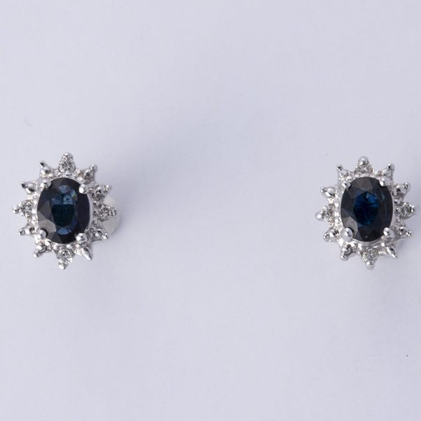 14k White Gold Sapphire & Diamonds Earrings | 0.08 ctw Online now