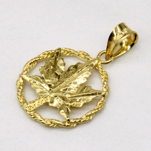 18k Yellow Gold Maple Leaf Pendant Cheap