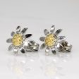 18k Two Tone Gold Daisy Earrings Supply