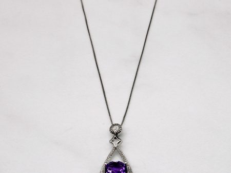 Amethyst Heart & Diamond Pendant & Necklace | 0.95ct, 0.02ctw | 18  | Online