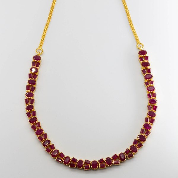 22k Yellow Gold and Ruby Necklace | 13.50 ctw | 16  on Sale