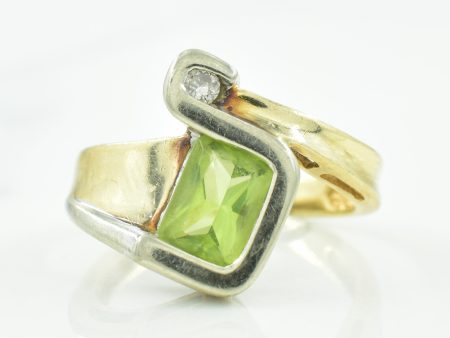 Bypass Peridot & Diamond Ring | 0.90ct, 0.04ct | SZ 4.75 | Hot on Sale