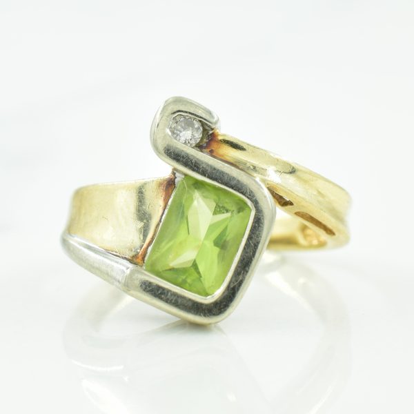 Bypass Peridot & Diamond Ring | 0.90ct, 0.04ct | SZ 4.75 | Hot on Sale