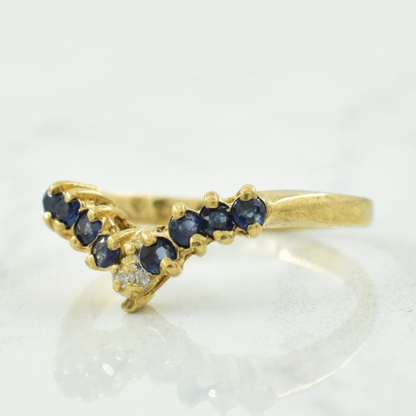 Blue Sapphire & Diamond Chevron Ring | 0.25ctw, 0.005ct | SZ 5 | Online Hot Sale