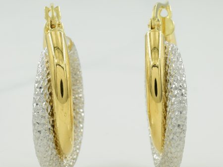 18k Two Tone Gold Hoop Earrings | Online now