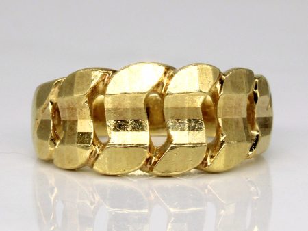 18k Yellow Gold Cuban Link Ring | SZ 6.75 | Fashion