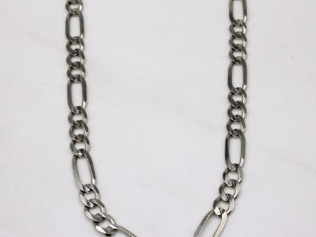 14k White Gold Figaro Link Chain | 24  | Fashion