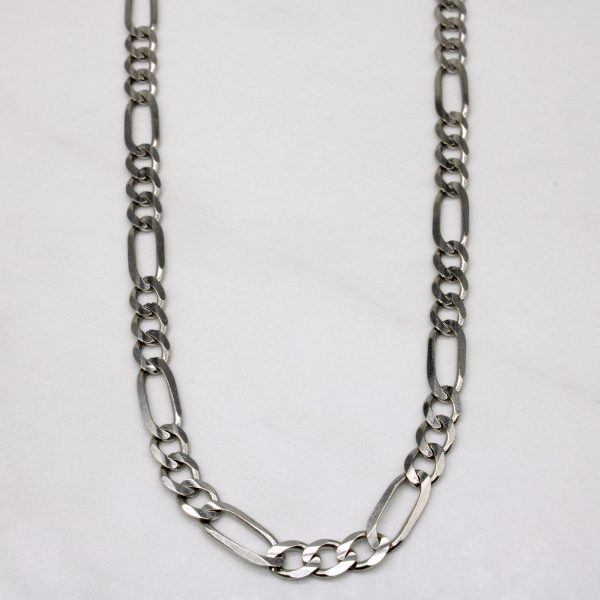 14k White Gold Figaro Link Chain | 24  | Fashion