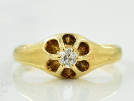 Antique Victorian Belcher Set Old European Diamond Ring | 0.07ct | SZ 4.5 | Supply