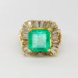 Asscher Cut Emerald & Diamond Halo Ring | 3.85ctw, 0.75ctw | SZ 5 | Fashion