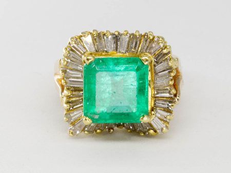 Asscher Cut Emerald & Diamond Halo Ring | 3.85ctw, 0.75ctw | SZ 5 | Fashion