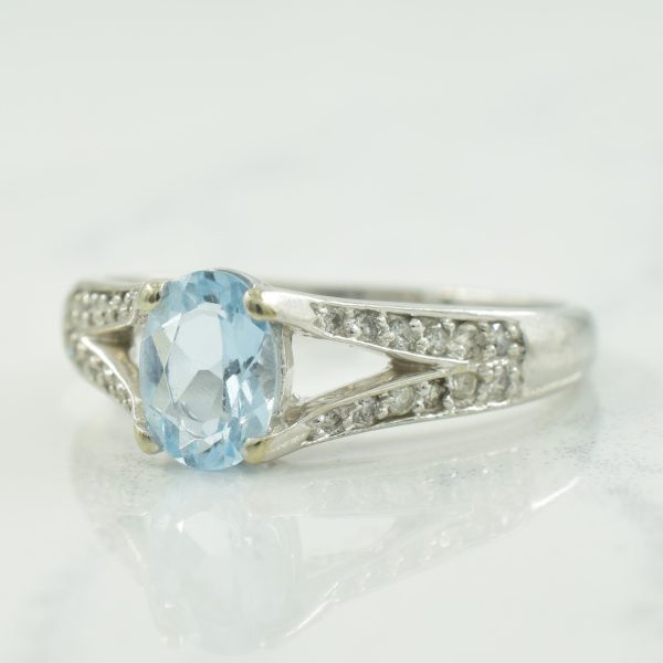 Aquamarine & Diamond Ring | 0.65ct, 0.12ctw | SZ 7.75 | Online now