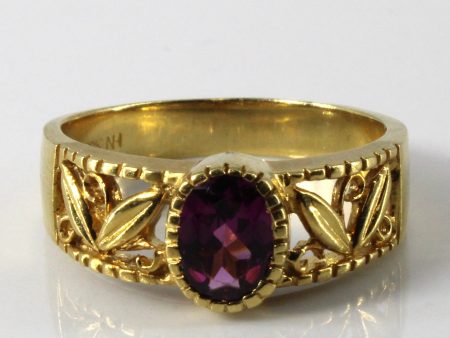 Bezel Set Rhodolite Garnet Filigree Ring | 0.80ct | SZ 7.75 | Online Sale