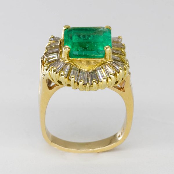 Asscher Cut Emerald & Diamond Halo Ring | 3.85ctw, 0.75ctw | SZ 5 | Fashion