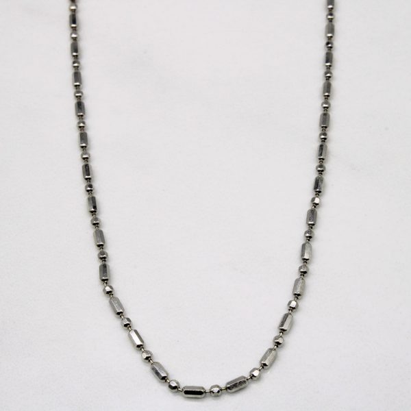 14k White Gold Bead Chain | 15  | For Sale