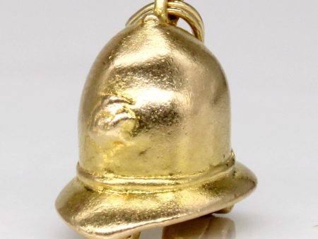 14k Yellow Gold Fireman Hat Pendant For Sale