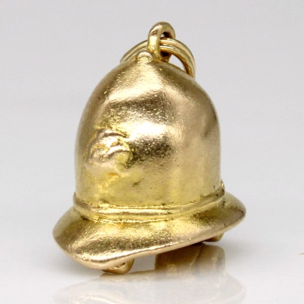 14k Yellow Gold Fireman Hat Pendant For Sale