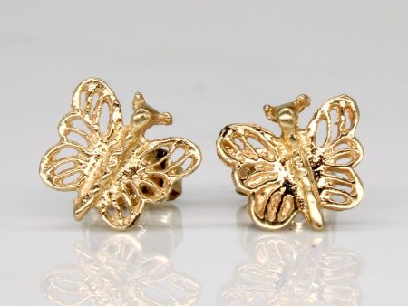 14k Yellow Gold Butterfly Earrings For Discount