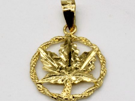 18k Yellow Gold Maple Leaf Pendant Cheap