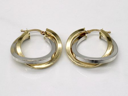 14k Two Tone Gold Hoop Earrings For Cheap