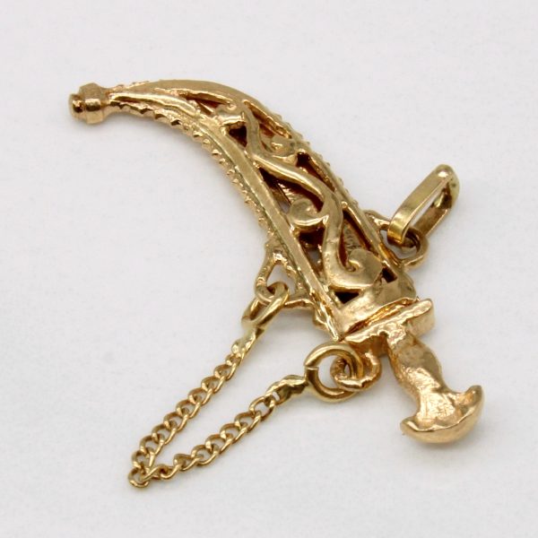 18k Yellow Gold Knife Pendant For Cheap