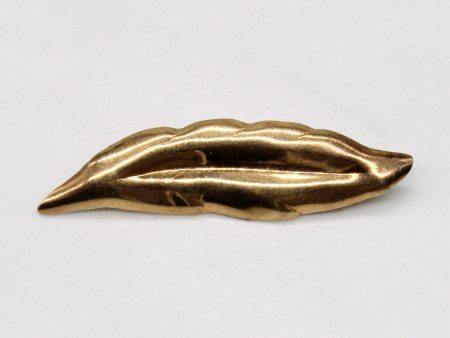 14k Yellow Gold Feather Brooch on Sale