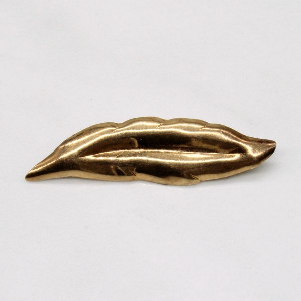 14k Yellow Gold Feather Brooch on Sale