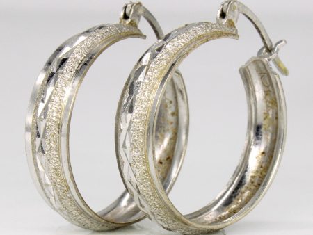 10k White Gold Hoop Earrings Hot on Sale