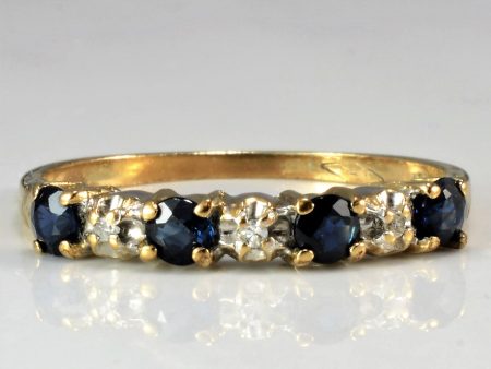 Alternating Prong Set Diamond & Sapphire Band | 0.02 ctw, SZ 6.25 | on Sale