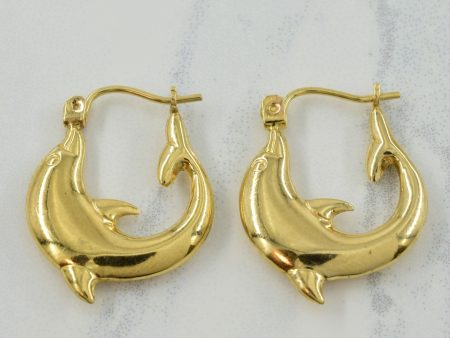 10k Yellow Gold Dolphin Earrings | For Discount