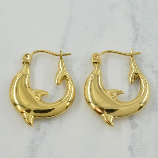 10k Yellow Gold Dolphin Earrings | For Discount