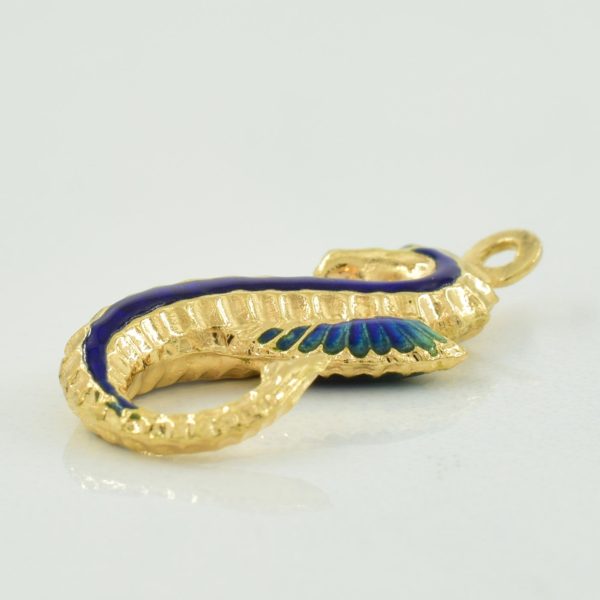 14k Yellow Gold & Enamel Seahorse Pendant | Online Hot Sale