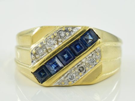 Blue Sapphire & Diamond Ring | 0.50ctw, 0.06ctw | SZ 8.5 | Cheap