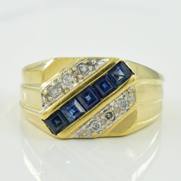 Blue Sapphire & Diamond Ring | 0.50ctw, 0.06ctw | SZ 8.5 | Cheap