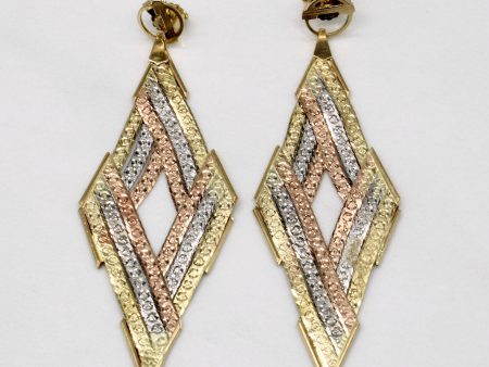 14k Tri Tone Gold Woven Earrings Sale