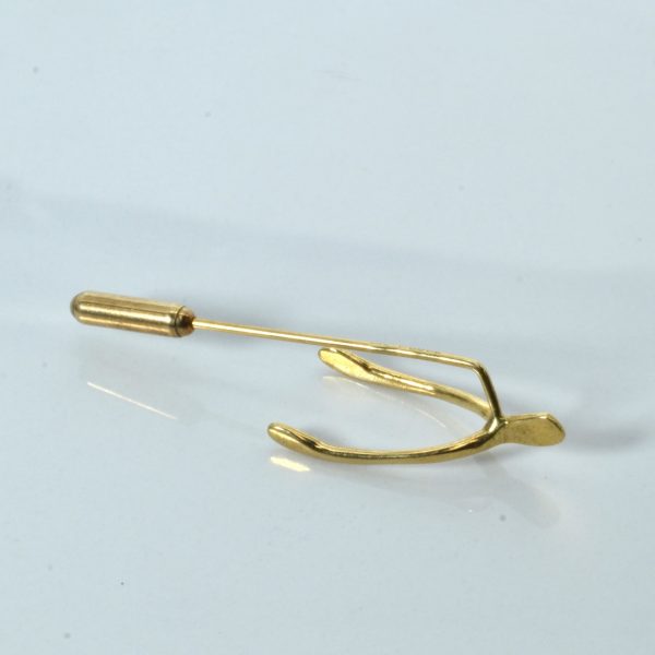 9k Wishbone Gold Pin Online now