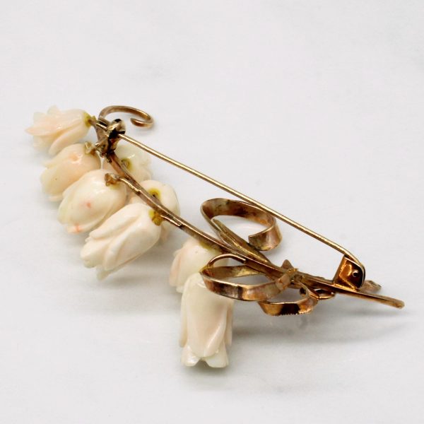 Carved Coral Flower Brooch | 25.00ctw | For Sale