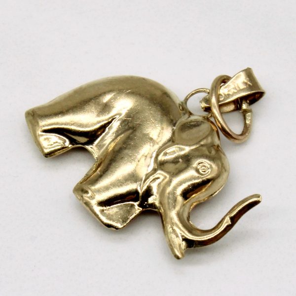 10k Yellow Gold Elephant Pendant For Sale