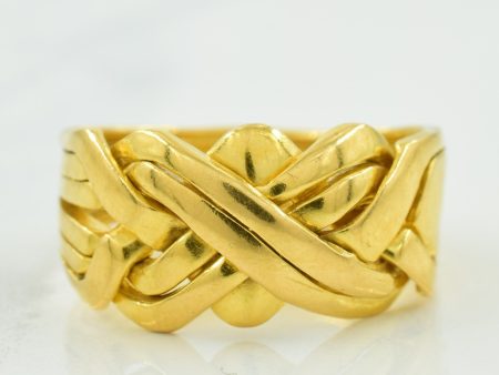 21k Yellow Gold Puzzle Ring | SZ 8 | Hot on Sale